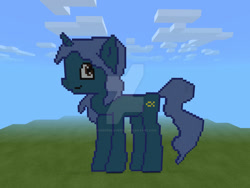 Size: 1024x768 | Tagged: safe, artist:creeperlover197, imported from derpibooru, oc, oc only, oc:sloppy smile, pony, deviantart watermark, minecraft, minecraft pixel art, obtrusive watermark, pixel art, solo, watermark