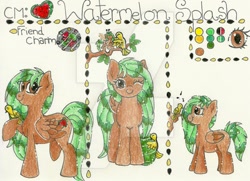 Size: 400x289 | Tagged: safe, artist:singyoursong13, imported from derpibooru, oc, oc only, oc:watermelon splash, reference sheet, traditional art