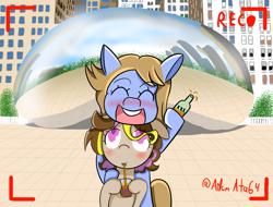 Size: 2080x1580 | Tagged: safe, artist:adamtheamazing64, imported from derpibooru, oc, oc only, oc:dootie mcdootface, oc:hors, chicago, cloud gate, the bean