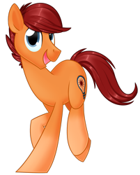 Size: 1435x1787 | Tagged: safe, artist:kellythedrawinguni, imported from derpibooru, oc, oc only, oc:blazing beams, earth pony, pony, looking at you, male, open mouth, simple background, smiling, solo, stallion, transparent background