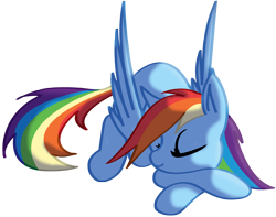 Size: 2574x2030 | Tagged: safe, artist:silverwolvesforever, imported from derpibooru, rainbow dash, pegasus, pony, crossed hooves, cute, dashabetes, eyes closed, female, lying down, mare, prone, simple background, sleeping, solo, transparent background