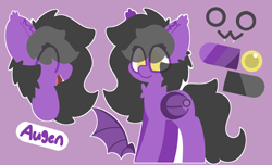 Size: 1150x701 | Tagged: safe, artist:moonydusk, imported from derpibooru, oc, oc:augen, bat pony, commission, owo, reference sheet, wings