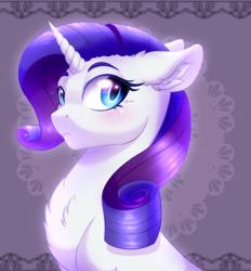 Size: 1266x1364 | Tagged: safe, artist:_ladybanshee_, artist:lady--banshee, imported from derpibooru, rarity, pony, unicorn, bust, cheek fluff, chest fluff, cute, ear fluff, glow, glowing, raribetes, solo