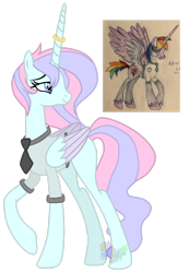 Size: 1280x1852 | Tagged: safe, artist:blues-edits, artist:pure-blue-heart, imported from derpibooru, oc, oc only, oc:new life, alicorn, pony, clothes, female, mare, necktie, shirt, solo, two toned wings, wings