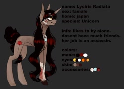 Size: 1080x777 | Tagged: safe, artist:laurawithacat, imported from derpibooru, oc, oc only, pony, unicorn, bandage, female, flower, horn, mare, reference sheet, rose, smiling, solo, unicorn oc