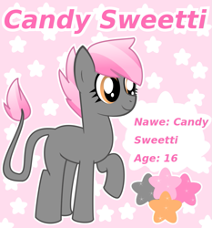 Size: 855x916 | Tagged: safe, artist:amgiwolf, imported from derpibooru, oc, oc only, oc:candy sweetti, earth pony, pony, earth pony oc, eyelashes, leonine tail, raised hoof, reference sheet, smiling, solo