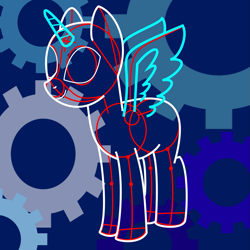 Size: 1009x1009 | Tagged: safe, artist:amgiwolf, imported from derpibooru, oc, oc only, alicorn, pony, robot, robot pony, alicorn oc, horn, solo, wings