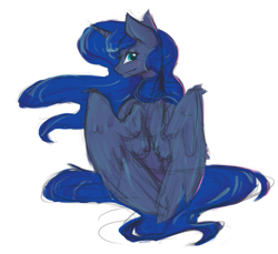 Size: 815x748 | Tagged: safe, artist:laptopdj, imported from derpibooru, princess luna, alicorn, pony, colored sketch, full body, simple background, solo, white background