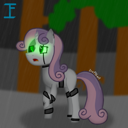 Size: 1080x1080 | Tagged: safe, artist:itzf1ker1, imported from derpibooru, sweetie belle, pony, robot, robot pony, unicorn, female, solo, sweetie bot