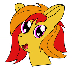 Size: 1024x1032 | Tagged: safe, artist:cocacola1012, imported from derpibooru, oc, oc only, oc:sunrise flair, pegasus, pony, bust, female, heart eyes, open mouth, portrait, simple background, solo, solo female, white background, wingding eyes