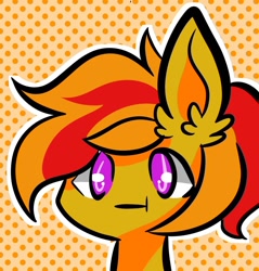 Size: 1000x1046 | Tagged: source needed, safe, artist:larae, artist:smolsammichowo, imported from derpibooru, oc, oc only, oc:sunrise flair, pony, big ears, bust, female, portrait, solo, solo female