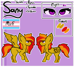 Size: 2200x2000 | Tagged: safe, artist:lamb-shack, imported from derpibooru, oc, oc only, oc:sunrise flair, pegasus, pony, big ears, female, reference sheet, solo, solo female