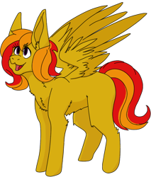 Size: 484x568 | Tagged: safe, artist:peachkeeper, imported from derpibooru, oc, oc only, oc:sunrise flair, pegasus, pony, big ears, chest fluff, female, simple background, smiling, solo, solo female, transparent background