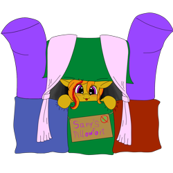 Size: 1080x1080 | Tagged: safe, artist:blazingcookie, imported from derpibooru, oc, oc only, oc:sunrise flair, pegasus, pony, big ears, female, floppy ears, pillow, pillow fort, simple background, solo, solo female, transparent background