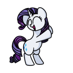 Size: 500x500 | Tagged: safe, artist:sugar morning, derpibooru exclusive, imported from derpibooru, rarity, pony, unicorn, adorkable, animated, bipedal, cute, dancing, dork, eyes closed, female, frame by frame, gif, mare, rarara, raribetes, simple background, solo, transparent background, weapons-grade cute