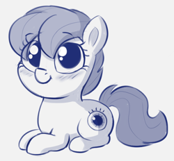 Size: 560x519 | Tagged: safe, artist:heretichesh, imported from derpibooru, oc, oc only, pony, big eyes, blushing, eye, female, filly, happy, looking at you, solo, stare