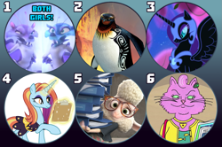 Size: 1581x1050 | Tagged: safe, artist:sunny way, imported from derpibooru, nightmare moon, sassy saddles, alicorn, alien, anthro, bird, cat, penguin, pony, sheep, squirrel, unicorn, alien saber-tooth squirrel, alien squirrel, anthro with ponies, assistant mayor bellwether, bojack horseman, fanart, female, ice age, ice age 5: collision course, male, my little pony, patreon, patreon exclusive, patreon voting, persian cat, princess carolyn, saber-tooth squirrel, scrat: spaced out, scratazon, scratazon leaders guards, surfs up, tank evans, vote, voting, zootopia