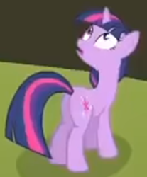 Size: 728x881 | Tagged: safe, imported from derpibooru, screencap, twilight sparkle, pony, unicorn, feeling pinkie keen, butt, cropped, female, looking up, mare, plot, solo, twibutt, unicorn twilight