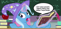 Size: 1400x674 | Tagged: safe, imported from derpibooru, trixie, pony, unicorn, a horse shoe-in, chuck norris, implied eris