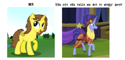 Size: 959x463 | Tagged: safe, artist:grapefruitface1, edit, edited screencap, editor:grapefruitface, imported from derpibooru, screencap, hoo'far, oc, oc:grapefruit face, pony, road to friendship, implied grapexie, implied trixie, meme, show accurate, you vs. the guy she told you not to worry about