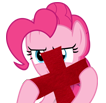 Size: 106x103 | Tagged: safe, imported from derpibooru, pinkie pie, earth pony, pony, a friend in deed, breaking the fourth wall, forth wall break, no, picture for breezies, red x, simple background, solo, transparent background, uncheck, vector