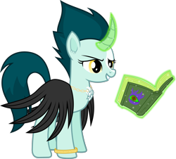 Size: 4720x4270 | Tagged: safe, artist:frownfactory, imported from derpibooru, oc, oc only, pony, unicorn, book, bracelet, cloak, clothes, curved horn, female, horn, jewelry, magic, mare, simple background, solo, transparent background, vector