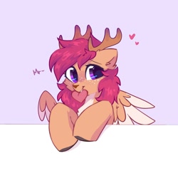 Size: 2000x2000 | Tagged: safe, artist:mirtash, imported from derpibooru, oc, oc only, deer, deer pony, original species, peryton, heart, solo