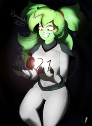 Size: 1900x2600 | Tagged: safe, artist:diamondgreenanimat0, imported from derpibooru, oc, oc only, oc:diamondgreen, human, equestria girls, 2021, amazing, brown eyes, clothes, eye, eyes, female, girly, green hair, happy, new year, redraw, shadow, solo, solo female, space, suit, welcome
