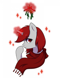Size: 1920x2463 | Tagged: safe, artist:alune, artist:alunedoodle, imported from derpibooru, oc, oc only, oc:waves, pony, clothes, mistletoe, scarf, simple background, solo, transparent background
