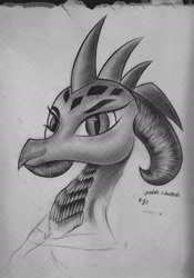 Size: 1080x1542 | Tagged: safe, artist:henry forewen, imported from derpibooru, princess ember, monochrome, sketch