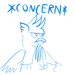 Size: 600x600 | Tagged: safe, artist:horsesplease, imported from derpibooru, gallus, griffon, concern, doodle, frown, male, meme, reaction image, solo