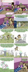 Size: 1502x3758 | Tagged: safe, artist:sugar0612, artist:thelastrunicorn, imported from derpibooru, amethyst star, derpy hooves, dinky hooves, doctor whooves, sparkler, time turner, golem, pony, lovestruck derpy, comic, crying, dialogue, doctor who, flashback, sonic screwdriver, spear, tardis, the doctor, weapon