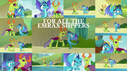 Size: 1958x1102 | Tagged: safe, edit, edited screencap, editor:quoterific, imported from derpibooru, screencap, prince rutherford, princess ember, thorax, changedling, changeling, school daze, triple threat, changeling x dragon, embrax, female, king thorax, male, shipping, straight