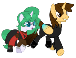 Size: 3400x2600 | Tagged: safe, artist:choisky13, imported from derpibooru, oc, oc only, oc:choi sky, oc:ej, alicorn, pony, unicorn, crossover, female, glasses, jedi, male, mare, simple background, stallion, star wars, transparent background