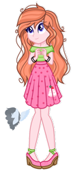 Size: 1096x2222 | Tagged: safe, artist:skyfallfrost, imported from derpibooru, oc, oc only, oc:strawberry delight, equestria girls, clothes, female, shirt, simple background, skirt, solo, transparent background