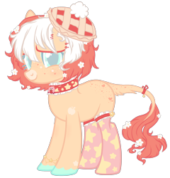 Size: 1778x1850 | Tagged: safe, alternate version, artist:sugarplanets, imported from derpibooru, oc, oc only, oc:miss peachie, earth pony, pony, beret, clothes, female, hat, mare, simple background, socks, solo, transparent background