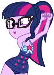 Size: 645x886 | Tagged: safe, artist:gmaplay, edit, edited screencap, imported from derpibooru, screencap, sci-twi, twilight sparkle, human, equestria girls, equestria girls series, forgotten friendship, clothes, not a vector, one-piece swimsuit, open mouth, sci-twi swimsuit, simple background, sleeveless, solo, swimsuit, transparent background, vector