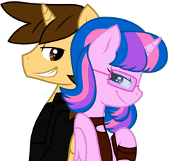 Size: 7200x6715 | Tagged: safe, artist:ejlightning007arts, imported from derpibooru, oc, oc:ej, oc:hsu amity, alicorn, pony, amityej, back to back, clothes, crossover, female, glasses, heart eyes, jedi, male, mare, oc x oc, shipping, simple background, smiling, stallion, star wars, straight, transparent background, vector, wingding eyes