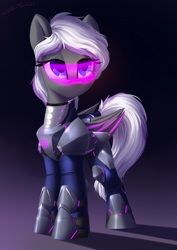 Size: 2200x3100 | Tagged: safe, artist:shido-tara, imported from derpibooru, oc, oc only, oc:lyum, pegasus, pony, armor, commission, female, league of legends, mare, pegasus oc, simple, solo, visor, wings