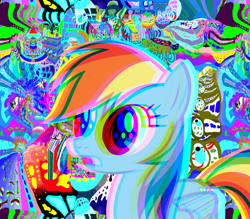 Size: 5000x4381 | Tagged: artist needed, source needed, useless source url, safe, artist:dayvstylish, derpibooru exclusive, edit, imported from derpibooru, rainbow dash, absurd resolution, colorful, eyestrain warning, psychedelic, trippy