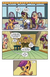 Size: 1080x1657 | Tagged: safe, imported from derpibooru, screencap, mane allgood, scootaloo, snap shutter, earth pony, pegasus, pony, spoiler:comic, spoiler:comic93, clubhouse, crusaders clubhouse