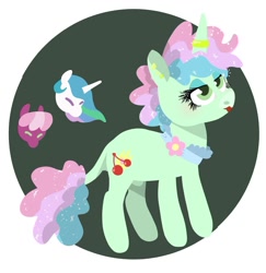 Size: 1280x1319 | Tagged: safe, artist:sandieapple, imported from derpibooru, cheerilee, princess celestia, oc, oc:cherry flare, alicorn, earth pony, pony, unicorn, cheerilestia, colt, crossdressing, ear piercing, earring, ethereal mane, eyelashes, female, femboy, horn, horn ring, jewelry, lesbian, lipstick, magical lesbian spawn, male, offspring, parent:cheerilee, parent:princess celestia, parents:cheerilestia, piercing, ring, shipping