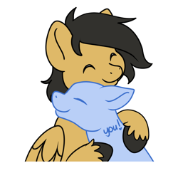 Size: 512x512 | Tagged: safe, artist:helicityponi, imported from derpibooru, oc, oc:crisom chin, pegasus, pony, happy, hug, simple background, telegram sticker, transparent background, unshorn fetlocks