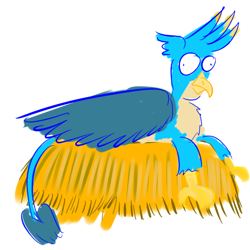 Size: 600x600 | Tagged: safe, artist:horsesplease, imported from derpibooru, gallus, griffon, behaving like a bird, derp, gallus the rooster, gallusposting, nest, solo