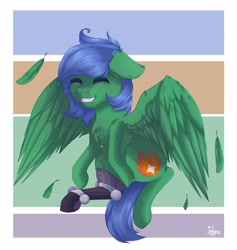 Size: 3100x3270 | Tagged: safe, artist:_inlaru_, artist:inlaru, artist:inlaru safe, imported from derpibooru, oc, oc only, pegasus, pony, amputee, chibi, digital art, happy, pegasus oc, prize, prosthetic leg, prosthetic limb, prosthetics, raffle, simple background, solo, speedpaint, wings