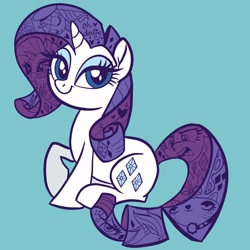 Size: 2048x2048 | Tagged: dead source, safe, artist:sophieascruggs, artist:sophillia, imported from derpibooru, part of a set, opalescence, rarity, pony, unicorn, alternate hairstyle, beatnik rarity, beret, clothes, commonity, cute, darling, decorative hatching, female, glasses, hat, mare, multeity, punk, raribetes, raripunk, simple background, solo, sweater, teal background