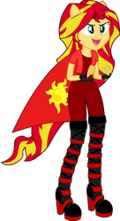 Size: 520x959 | Tagged: safe, artist:mintjtwn, imported from derpibooru, sunset shimmer, human, equestria girls, cape, clothes, open mouth, ponied up, simple background, solo, transparent background, vector