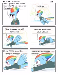 Size: 2550x3300 | Tagged: safe, artist:short tale, imported from derpibooru, applejack, rainbow dash, pegasus, pony, comic:aj+rd, the last problem, appledash, comedy, comic, comic strip, date, digital art, excited, fast, female, flying, lesbian, nervous, romance, shipping, talking to herself, teary eyes, too fast, windswept mane