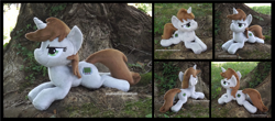 Size: 3983x1754 | Tagged: safe, artist:peruserofpieces, imported from derpibooru, oc, oc:littlepip, pony, unicorn, fallout equestria, beanie (plushie), determined, female, lying down, mare, plushie, prone, smiling, tree