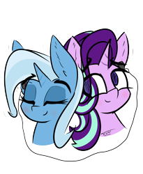 Size: 4500x5500 | Tagged: safe, artist:flywheel, imported from derpibooru, starlight glimmer, trixie, doodle, female, lesbian, shipping, simple background, startrix, transparent background